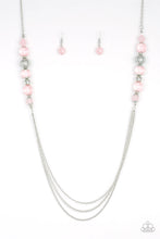 Load image into Gallery viewer, Paparazzi Native New Yorker - Pink Beads - Silver Multi Layered Necklace and matching Earrings - $5 Jewelry With Ashley Swint