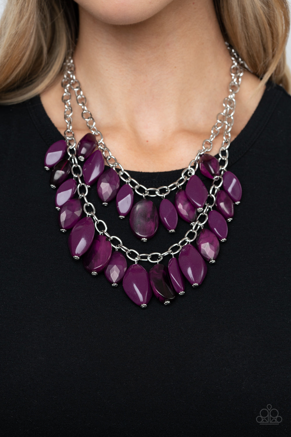 Paparazzi Palm Beach Beauty - Purple - Necklace & Earrings - $5 Jewelry with Ashley Swint