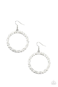 Paparazzi Pearl Palace - White Pearls & Rhinestones - Hoop Earrings - $5 Jewelry with Ashley Swint