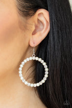 Load image into Gallery viewer, Paparazzi Pearl Palace - White Pearls &amp; Rhinestones - Hoop Earrings - $5 Jewelry with Ashley Swint