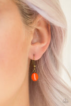 Load image into Gallery viewer, Paparazzi Practical Prairie - Orange Bead - Brass Necklace and matching Earrings - $5 Jewelry With Ashley Swint