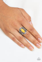 Load image into Gallery viewer, Paparazzi Roamin Rogue - Yellow Bead - Silver Band Filigree - Ring - $5 Jewelry With Ashley Swint