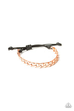 Load image into Gallery viewer, Paparazzi Score! - Copper - Curb Chain - Black Cording - Sliding Knot Bracelet - Men&#39;s Collection - $5 Jewelry with Ashley Swint