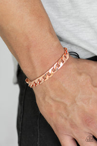 Paparazzi Score! - Copper - Curb Chain - Black Cording - Sliding Knot Bracelet - Men's Collection - $5 Jewelry with Ashley Swint