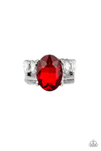 Load image into Gallery viewer, Paparazzi Shine Bright Like A Diamond - Red Gem - Dainty Silver Band Ring - $5 Jewelry With Ashley Swint
