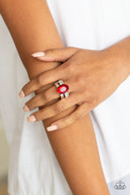 Load image into Gallery viewer, Paparazzi Shine Bright Like A Diamond - Red Gem - Dainty Silver Band Ring - $5 Jewelry With Ashley Swint
