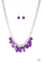 Load image into Gallery viewer, Paparazzi Treasure Shore - Purple Beads - Silver Chain Necklace and matching Earrings - $5 Jewelry With Ashley Swint