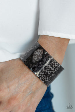 Paparazzi Vogue Revamp - Black - Python Print - Thick Acrylic Cuff Bracelet - $5 Jewelry with Ashley Swint
