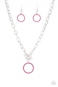 Paparazzi All In Favor - Pink Rhinestones - Necklace & Earrings - $5 Jewelry With Ashley Swint