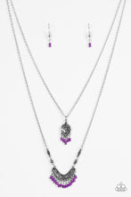 Load image into Gallery viewer, Paparazzi Bohemian Belle - Purple Seed Beads - Silver Chain Necklace and matching Earrings - $5 Jewelry With Ashley Swint