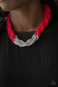 Paparazzi Brazilian Brilliance - Red Seed Bead Necklace and matching Earrings - $5 Jewelry With Ashley Swint