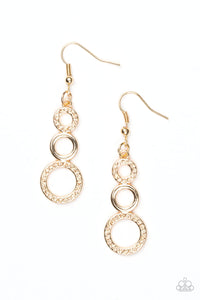 Paparazzi Bubble Bustle - Gold - Earrings - $5 Jewelry With Ashley Swint