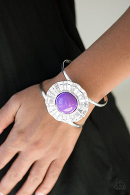 Paparazzi Call Me Colorful - Purple Stone - Silver Cuff Bracelet - $5 Jewelry With Ashley Swint