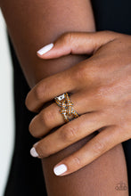 Load image into Gallery viewer, Paparazzi Can Only Go UPSCALE From Here - Brown Rhinestones - Ring - $5 Jewelry With Ashley Swint