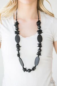 Paparazzi Carefree Cococay - Black - Wooden Beads Necklace & Earrings - $5 Jewelry with Ashley Swint
