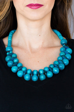 Paparazzi Caribbean Cover Girl - Blue Wooden Necklace & Earrings - $5 Jewelry With Ashley Swint