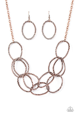 Paparazzi Circus Royale - Copper - Hammered Shimmer Rings - Necklace and matching Earrings - $5 Jewelry With Ashley Swint