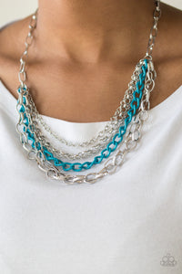 Paparazzi Color Bomb - Blue - Silver Necklace & Earrings - $5 Jewelry with Ashley Swint