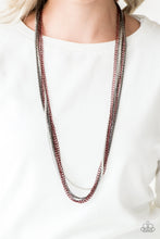 Load image into Gallery viewer, Paparazzi Colorful Calamity - Red Chains - Mismatched Gunmetal and Silver - Necklace and matching Earrings - $5 Jewelry With Ashley Swint