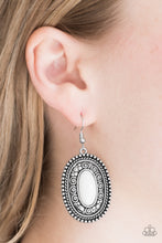 Load image into Gallery viewer, Paparazzi Haute Hacienda - White Bead - Silver Earrings - $5 Jewelry With Ashley Swint
