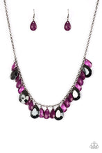Load image into Gallery viewer, Paparazzi Hurricane Season - Purple Teardrops - Silver Chain Necklace and matching Earrings - $5 Jewelry With Ashley Swint