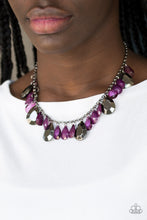 Load image into Gallery viewer, Paparazzi Hurricane Season - Purple Teardrops - Silver Chain Necklace and matching Earrings - $5 Jewelry With Ashley Swint