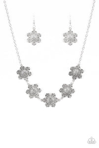 Paparazzi Island Maven - Silver Flower - Necklace & Earrings - $5 Jewelry With Ashley Swint