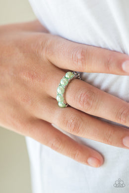 Paparazzi Mermaid Mamba - Green Pearl - Silver Ring - $5 Jewelry With Ashley Swint