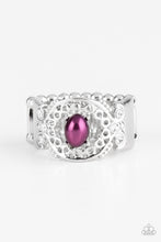Load image into Gallery viewer, Paparazzi Mod Modest - Purple Pearly Bead - White Rhinestones - Ring - $5 Jewelry With Ashley Swint