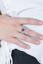 Load image into Gallery viewer, Paparazzi Mod Modest - Purple Pearly Bead - White Rhinestones - Ring - $5 Jewelry With Ashley Swint