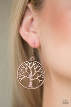Load image into Gallery viewer, Paparazzi My TREEHOUSE Is Your TREEHOUSE - Copper - Tree of Life - Hoop Earrings - $5 Jewelry with Ashley Swint