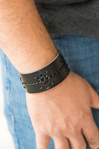 Paparazzi Nautical Nature - Black Leather - Nautical Urban Bracelet - $5 Jewelry With Ashley Swint