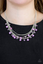 Load image into Gallery viewer, Paparazzi Ocean Odyssey - Purple Beads - Silver Chains Necklace and matching Earrings - $5 Jewelry With Ashley Swint