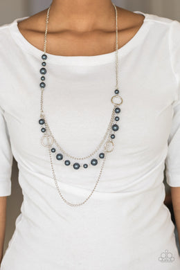 Paparazzi Party Dress Princess - Blue Beads - Silver Hoops- Necklace & Earrings - $5 Jewelry With Ashley Swint