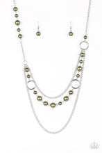Load image into Gallery viewer, Paparazzi Party Dress Princess - Green Beads - Silver Hoops - Necklace &amp; Earrings - $5 Jewelry With Ashley Swint