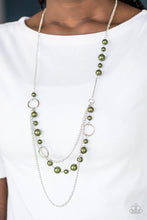 Load image into Gallery viewer, Paparazzi Party Dress Princess - Green Beads - Silver Hoops - Necklace &amp; Earrings - $5 Jewelry With Ashley Swint