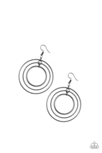 Paparazzi Rippling Radiance - Black - Serrated Gunmetal Hoops - Earrings - $5 Jewelry With Ashley Swint
