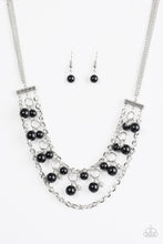 Load image into Gallery viewer, Paparazzi Rockefeller Romance - Black Beads - Silver Necklace &amp; Earrings - $5 Jewelry With Ashley Swint