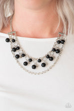Load image into Gallery viewer, Paparazzi Rockefeller Romance - Black Beads - Silver Necklace &amp; Earrings - $5 Jewelry With Ashley Swint