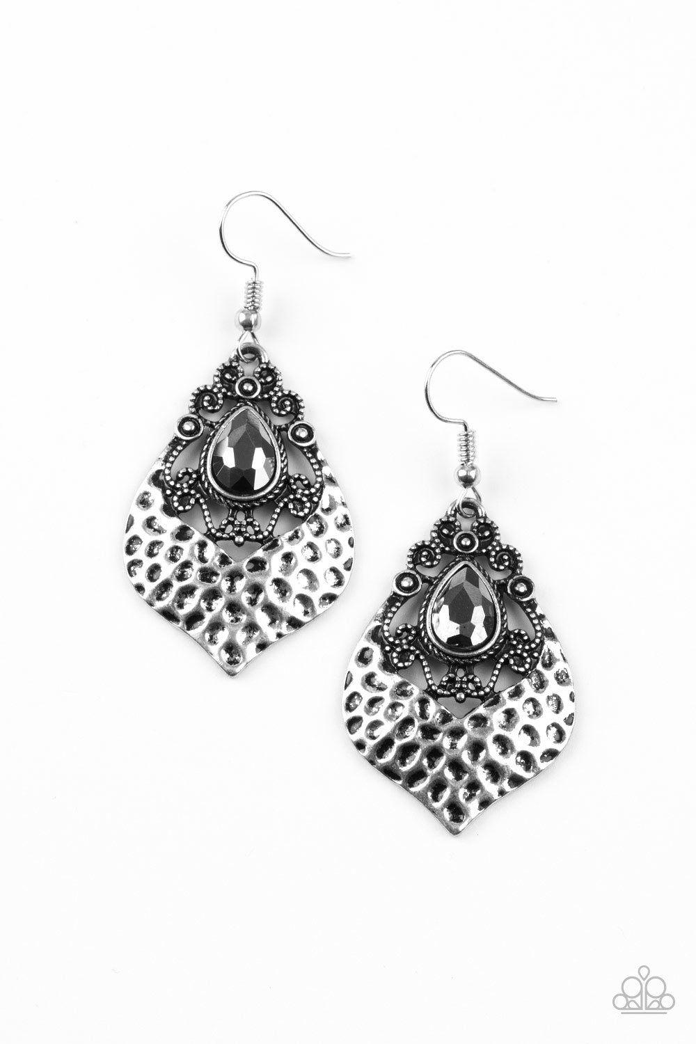 Paparazzi Royal Rebel - Silver - Rhinestone Earrings - $5 Jewelry With Ashley Swint