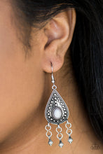 Load image into Gallery viewer, Paparazzi Sahara Song - Silver - Gray Bead - Silver Teardrop - Earrings - $5 Jewelry With Ashley Swint