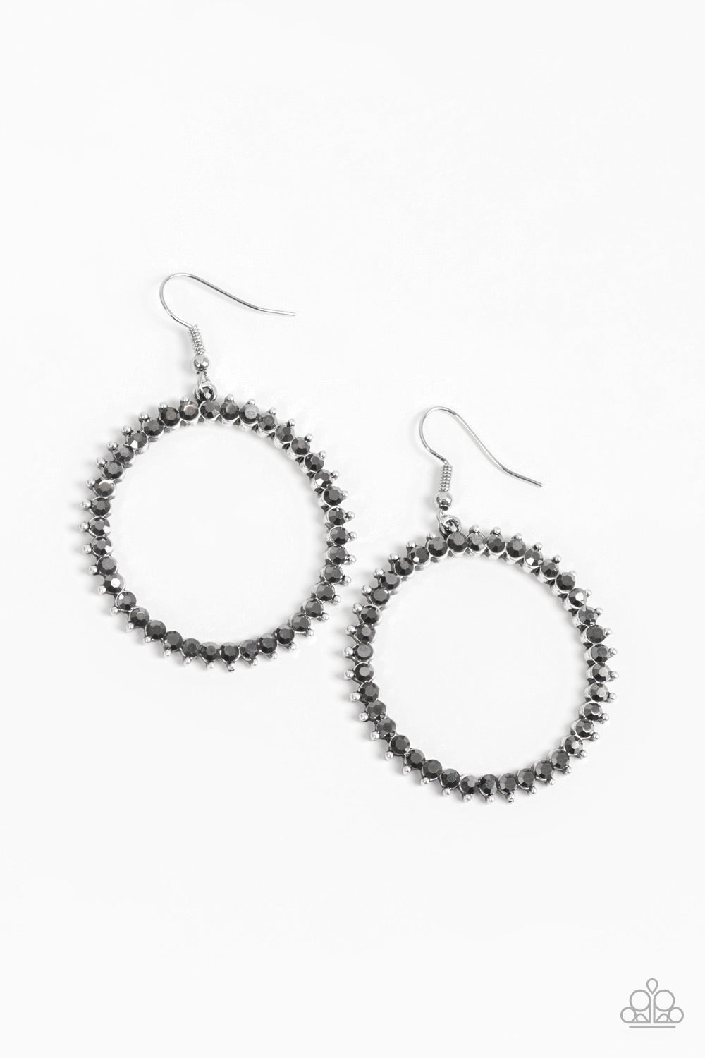 Paparazzi Spark Their Attention - Silver / Smoky Rhinestones - Earrings - $5 Jewelry With Ashley Swint