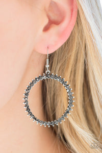 Paparazzi Spark Their Attention - Silver / Smoky Rhinestones - Earrings - $5 Jewelry With Ashley Swint
