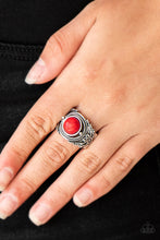 Load image into Gallery viewer, Paparazzi Stand Your Ground - Red Stone - Ornate Silver Ring - $5 Jewelry With Ashley Swint