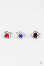 Load image into Gallery viewer, Paparazzi Starlet Shimmer Rings - 10 - Red, Blue, Black and White Rhinestones - Round - $5 Jewelry With Ashley Swint