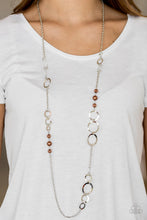 Load image into Gallery viewer, Paparazzi The GLOW-est Of The GLOW - Brown - Silver Hoops Necklace &amp; Earrings - $5 Jewelry With Ashley Swint