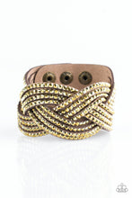 Load image into Gallery viewer, Paparazzi Top Class Chic - Brass - Rhinestones - Wrap / Snap Bracelet - $5 Jewelry With Ashley Swint