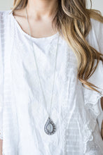 Load image into Gallery viewer, Paparazzi Total Tranquility - Silver - Moonstone Ornate Teardrop Silver Necklace &amp; Earrings - $5 Jewelry With Ashley Swint