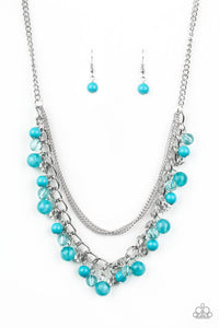 Paparazzi Wait and SEA - Blue - Necklace and matching Earrings - $5 Jewelry With Ashley Swint