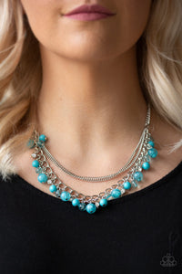 Paparazzi Wait and SEA - Blue - Necklace and matching Earrings - $5 Jewelry With Ashley Swint